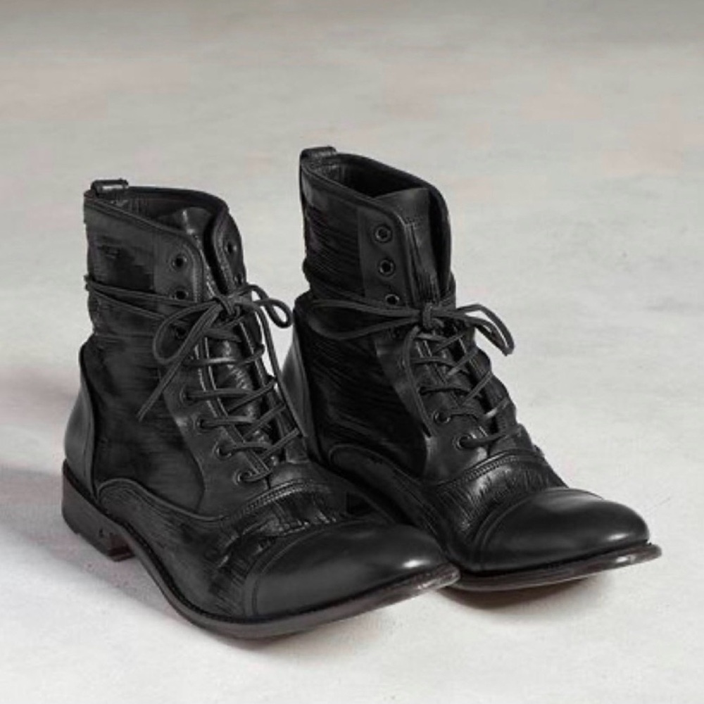 John Varvatos Collection Freeman Raw Edge Scored Leather Boots size EU 40 USA 7